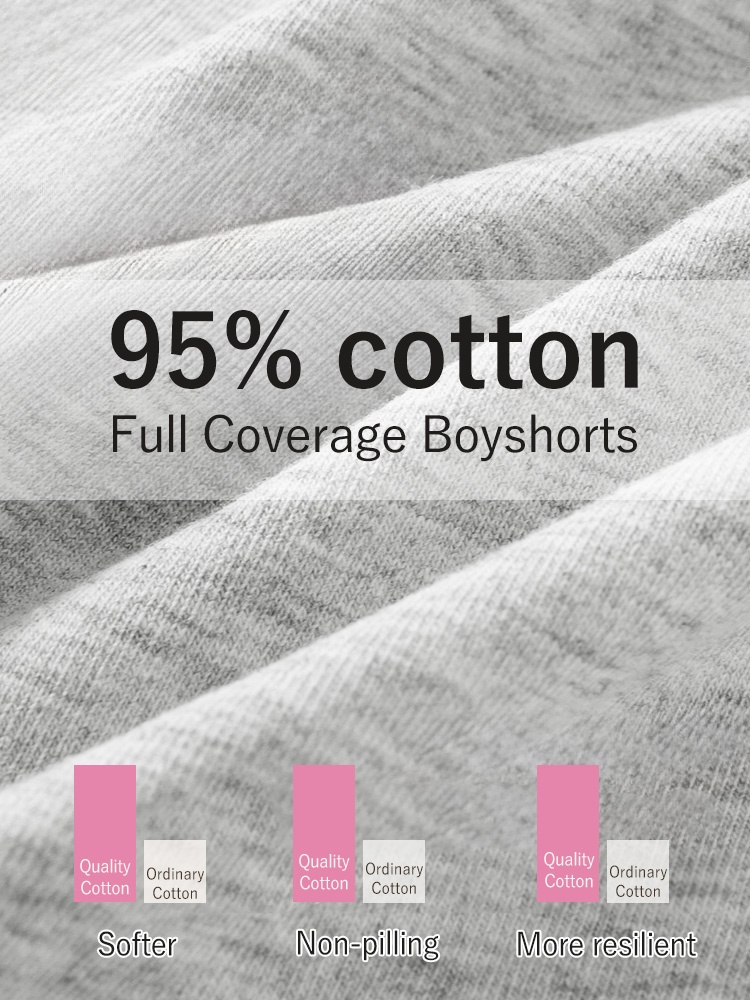 3-7 Pack Stylish Cotton Panty Boyshorts Design With Lace Trims, Secure Antibacterial Protection & Comfort Feel VEIMIA