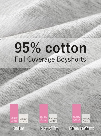 3-7 Pack Stylish Cotton Panty Boyshorts Design With Lace Trims, Secure Antibacterial Protection & Comfort Feel VEIMIA
