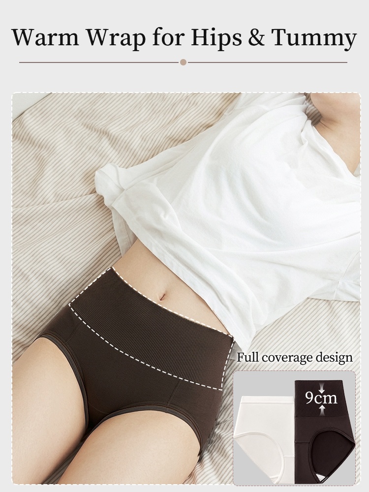 Model wearing brown high waist panties with warm full coverage design VEIMIA