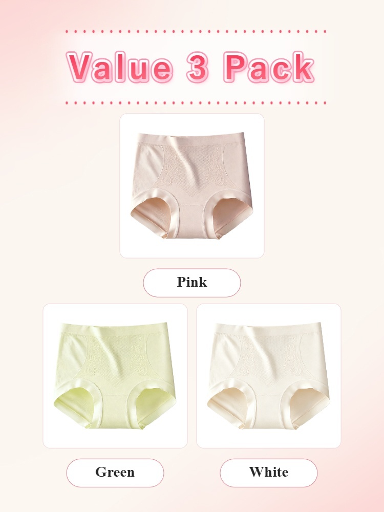 Value 3 pack seamless panties in pink green and white VEIMIA