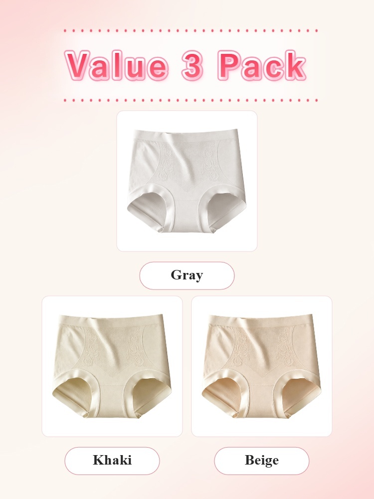 Value 3 pack seamless panties in gray khaki and beige VEIMIA