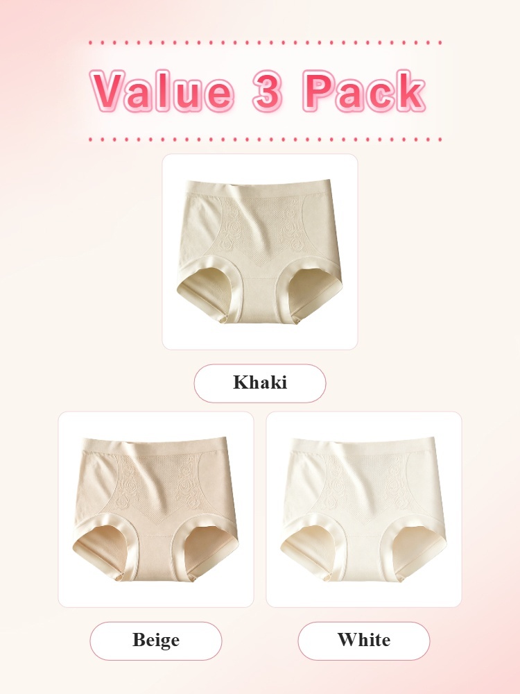 Value 3 pack seamless panties in khaki beige and white VEIMIA