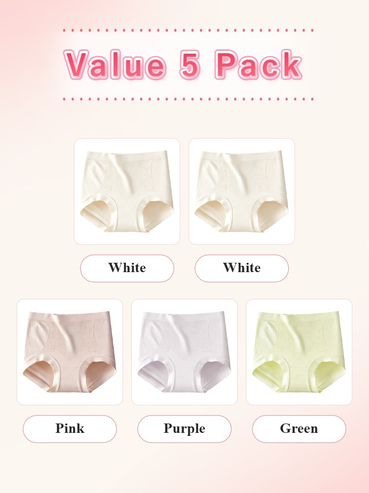 Value 5 pack seamless panties in white pink purple and green VEIMIA