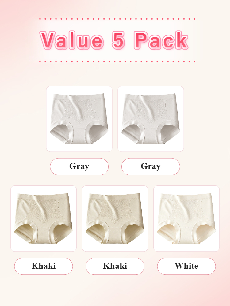 Value 5 pack seamless panties in gray khaki and white VEIMIA