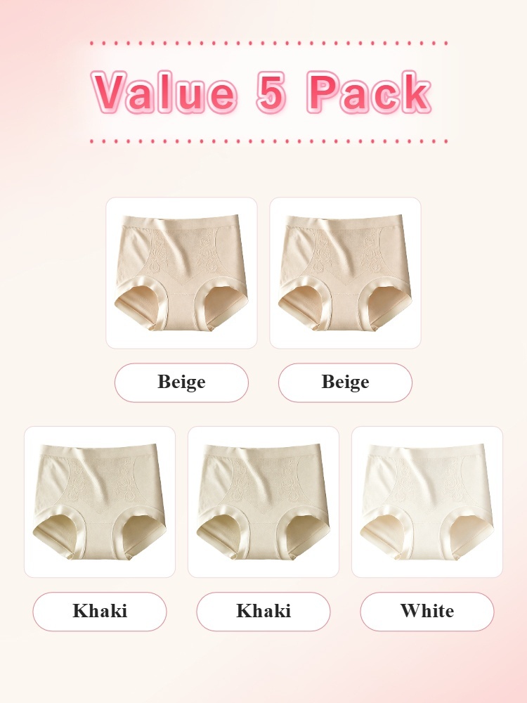 Value 5 pack seamless panties in beige khaki and white VEIMIA