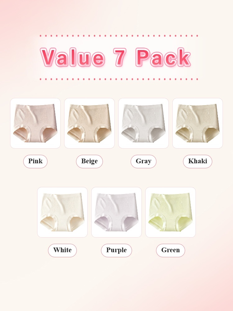Value 7 pack seamless panties in pink beige gray khaki white purple and green VEIMIA