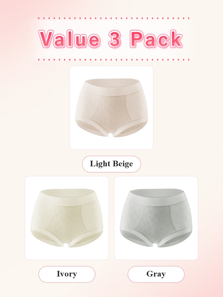 Value 3 pack high waist panties in light beige ivory and grey VEIMIA