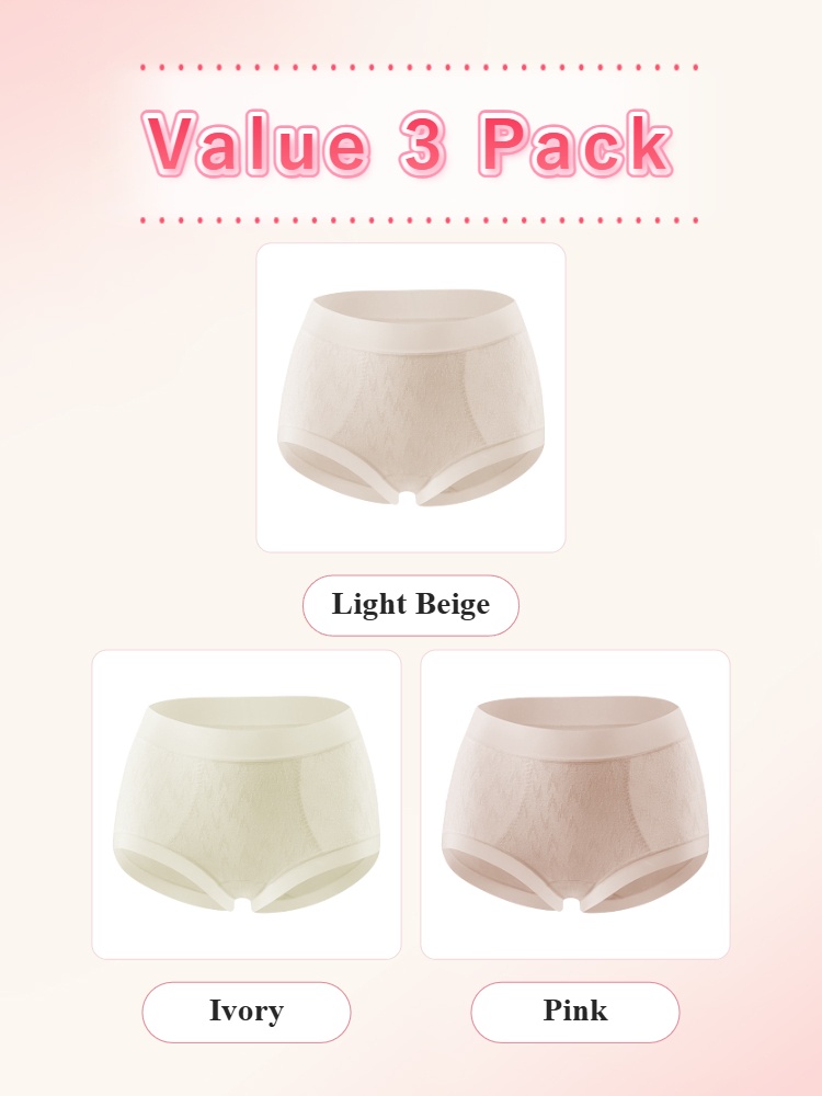 Value 3 pack high waist panties in light beige ivory and pink VEIMIA