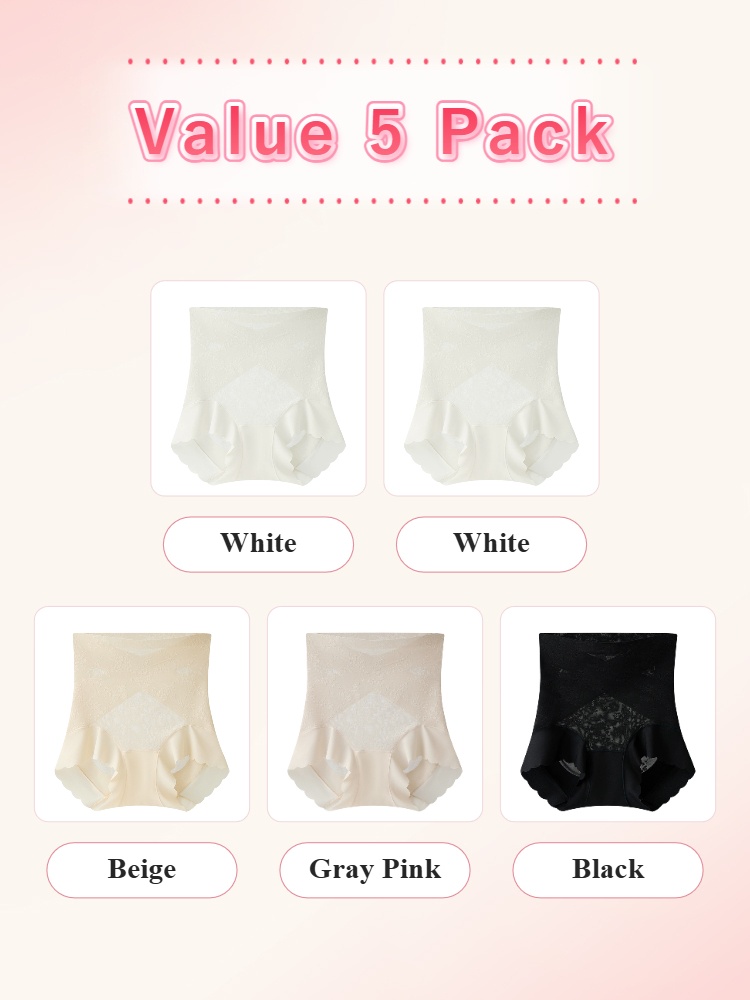 Value 5 pack shaping shorts in white beige gray pink and black VEIMIA