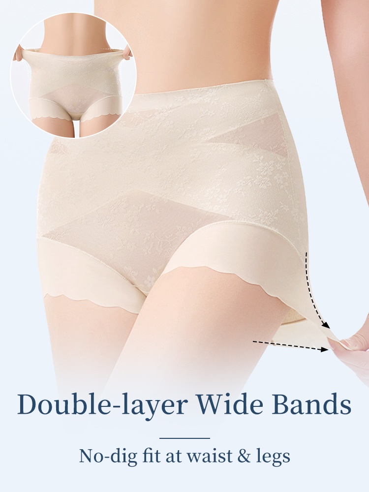 Feature graphic showing double layer wide bands at waist and legs VEIMIA