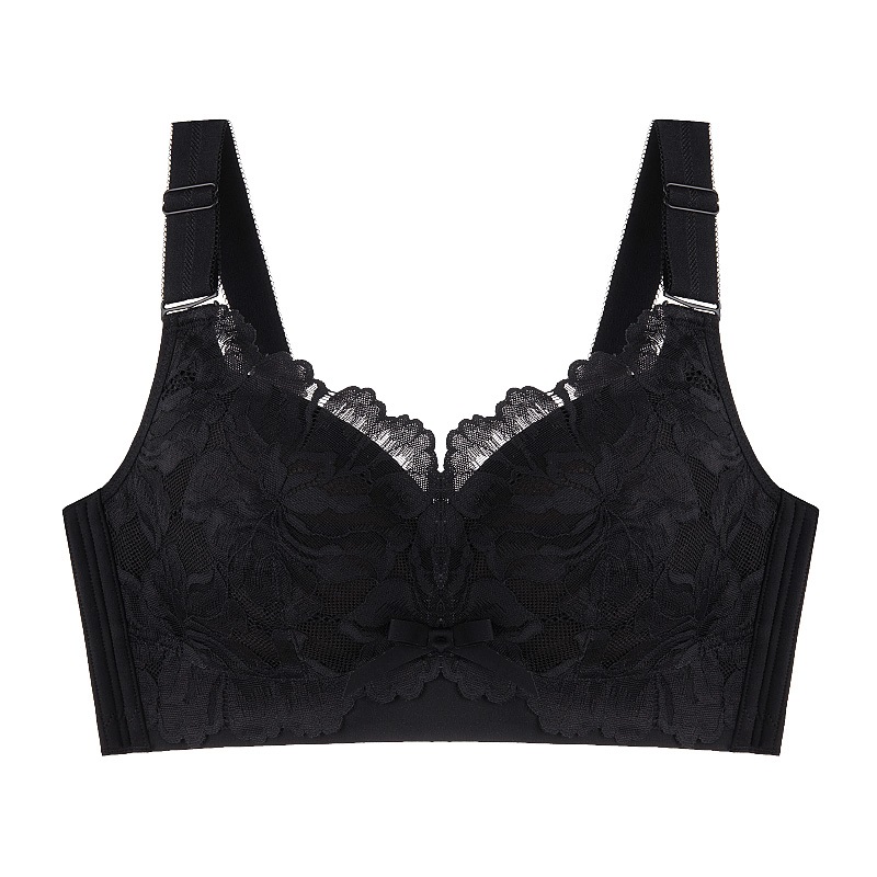 Black Color Minimizer Bra The Most Beautiful Lace Bra For Refreshing & Slimming, Wireless Design Also Offers Excellent Support VEIMIA