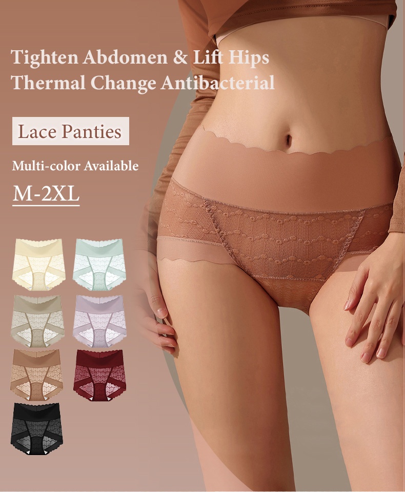 Seamless Sexy Lace Panties Comfortable Mulberry Silk Crotch Plus Size Underwear VEIMIA