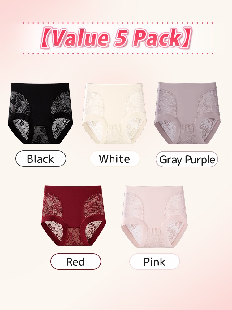 5-7 Piece Chic Lace Panties High-waisted Gentle Controls, Airy & Comfortable VEIMIA