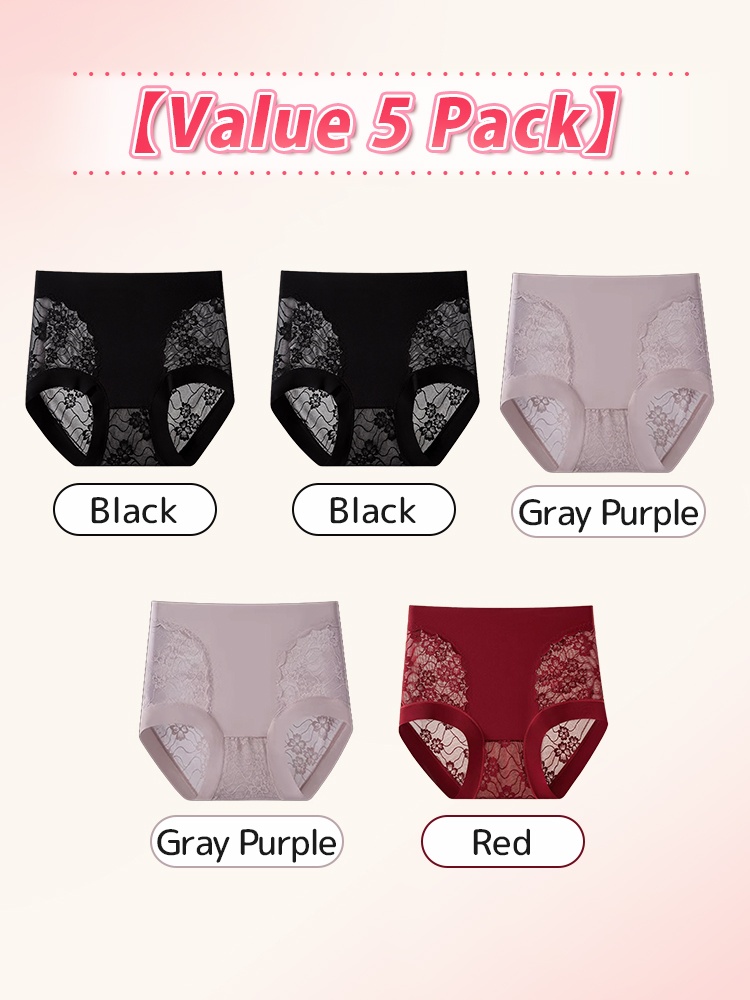 5-7 Pieces Chic Lace Panty High-waisted Gentle Control, Airy & Comfortable VEIMIA
