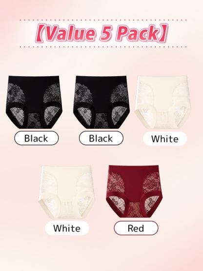 5-7 Pieces Chic Lace Panty High-waisted Gentle Controls, Airy & Comfortable VEIMIA