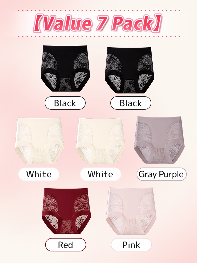 5-7 Pieces Chic Lace Panties High-waisted Gentle Control, Airy & Comfortable VEIMIA
