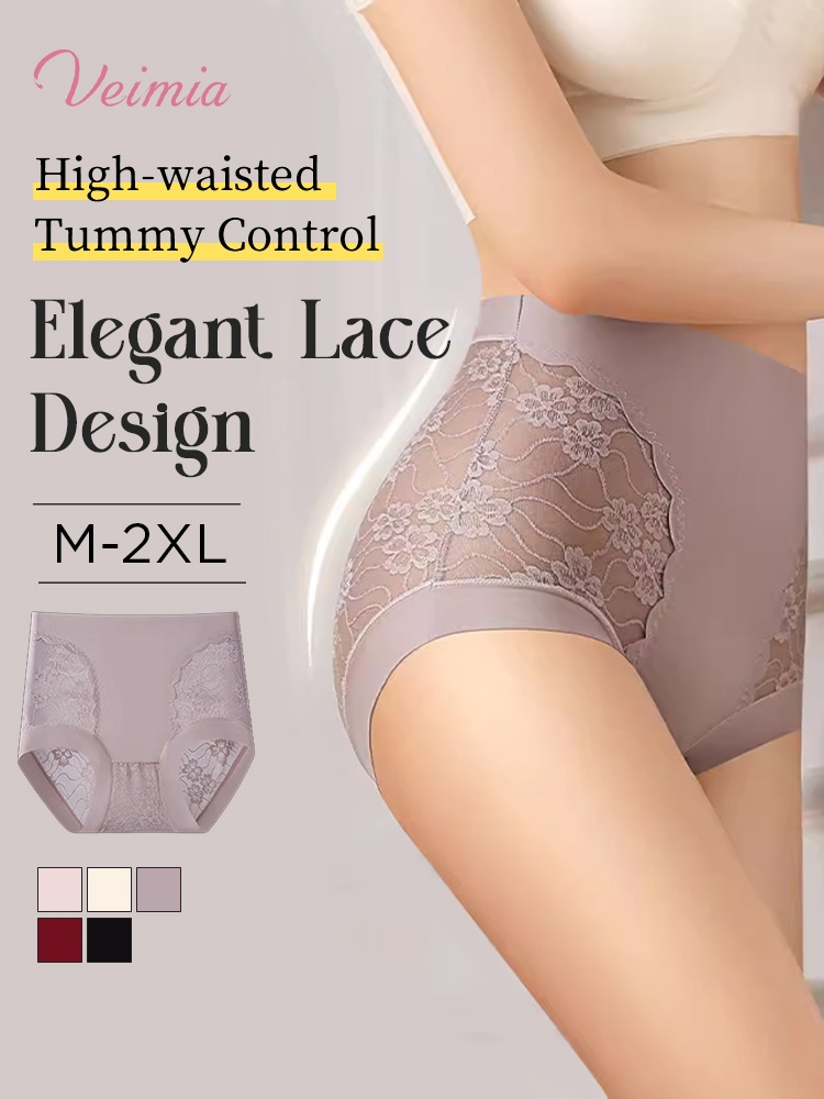 5-7 Pieces Chic Lace Panties High-waisted Gentle Control, Breathable & Comfortable VEIMIA