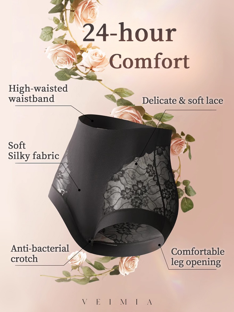 5-7 Pack Chic Lace Panty High-waisted Gentle Controls, Airy & Comfortable VEIMIA