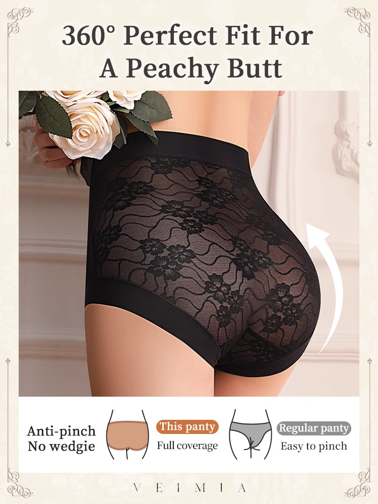 5-7 Packs Chic Lace Panties High-waisted Gentle Controls, Airy & Comfortable VEIMIA