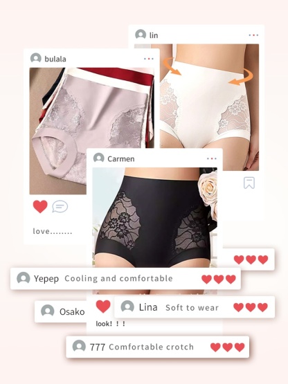 5-7 Piece Chic Lace Panties High-waisted Gentle Control, Airy & Comfortable VEIMIA