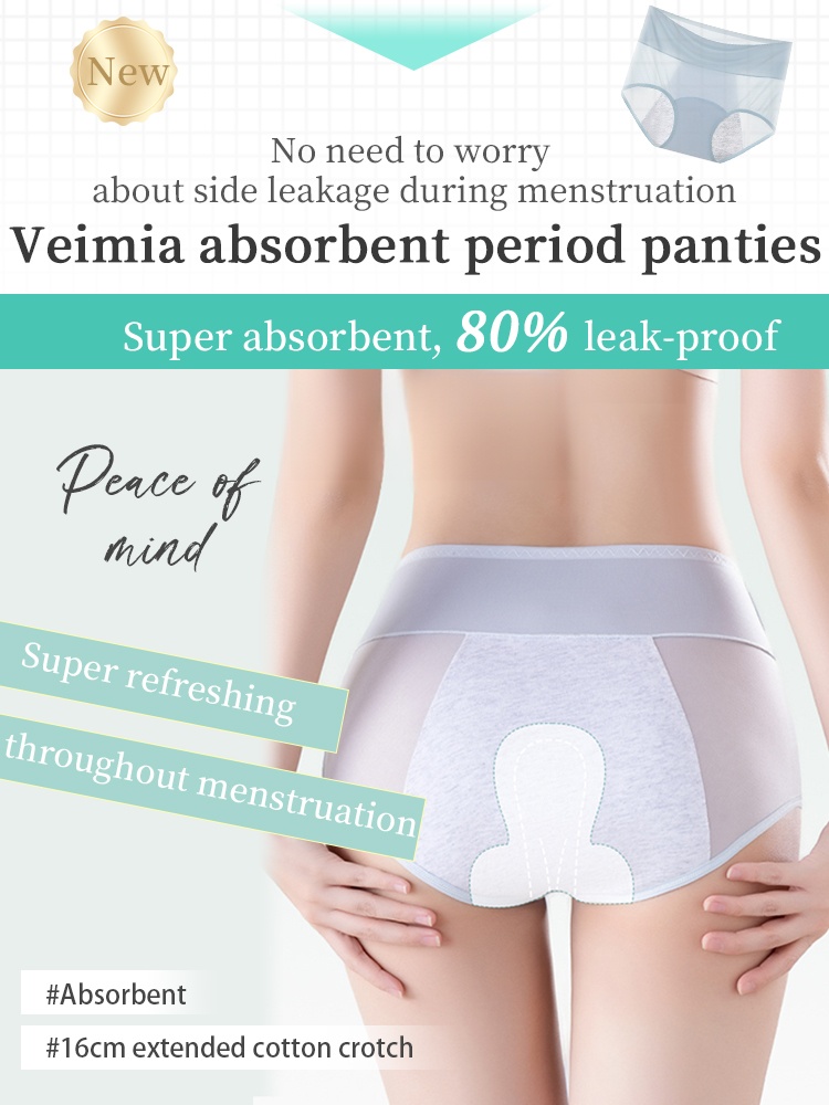 3-7 Pack Leakproof Monthly Panties With Antibacterial Cotton Gusset For Odor-free Airy Comfort VEIMIA