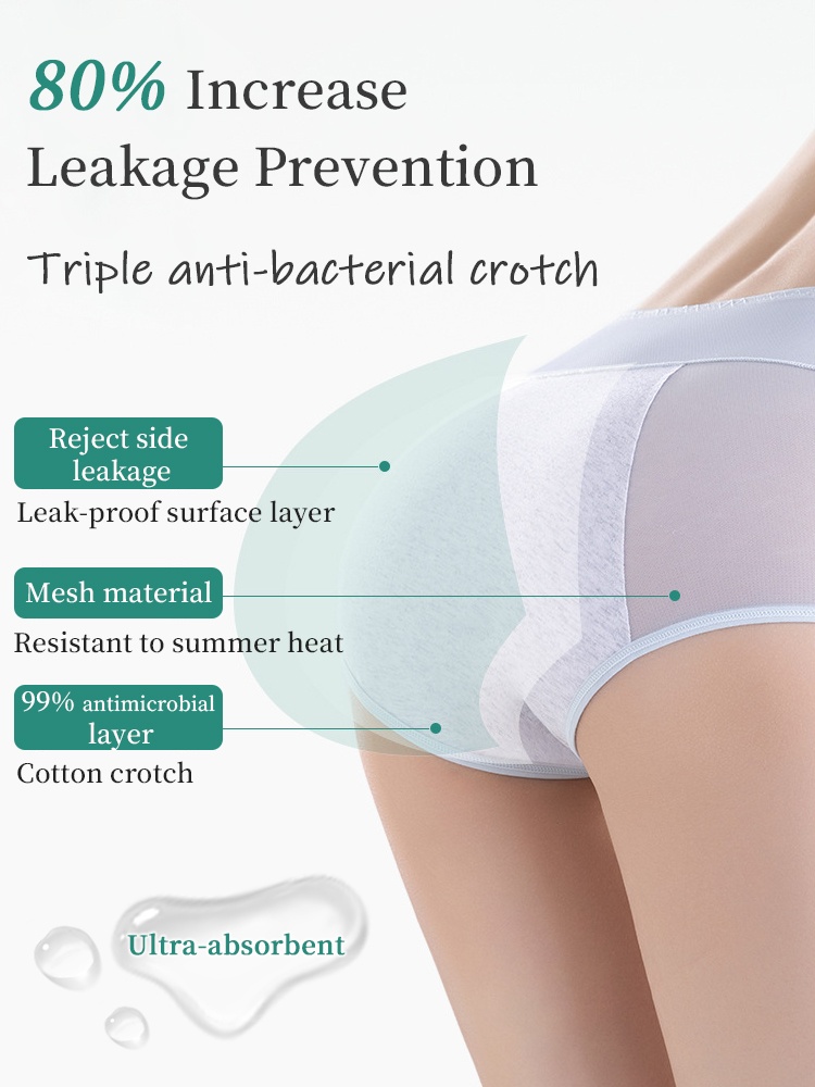 3-7 Pieces Leakproof Feminine Panties With Antibacterial Cotton Gusset For Odor-free Airy Comfort VEIMIA