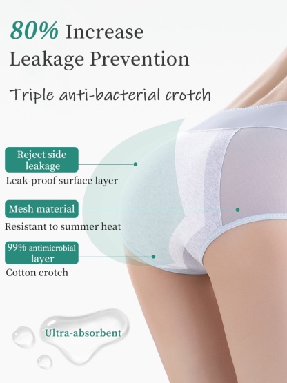 3-7 Pieces Leakproof Feminine Panties With Antibacterial Cotton Gusset For Odor-free Airy Comfort VEIMIA