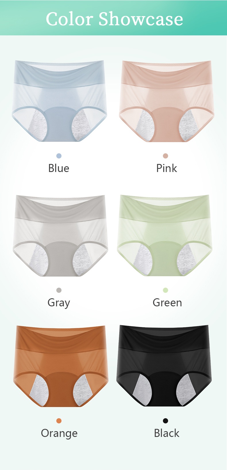 3-7 Pack Leakproof Menstrual Underwear With Antibacterial Cotton Gusset For Odor-free Airy Comfort VEIMIA