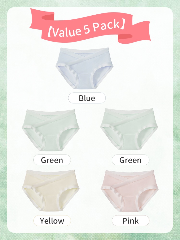 5-7 Pieces Maternity Panties With Soft Fabric, Comfortable Wider Elastic Waistbands & 7A Antibacterial Cares For Mom VEIMIA