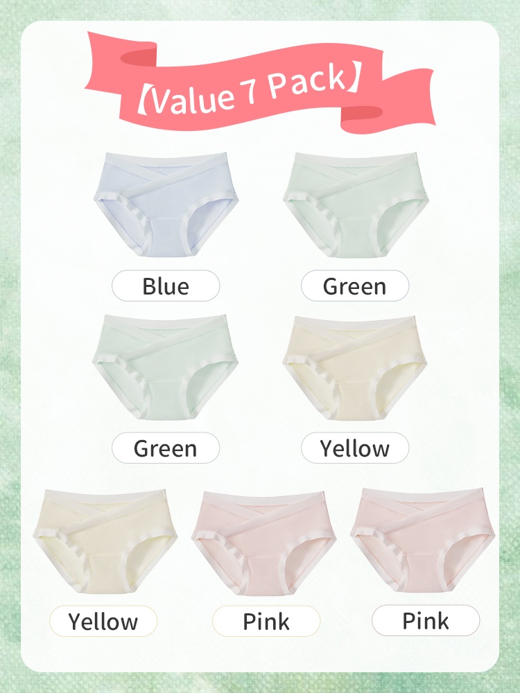 5-7 Pieces Maternity Panties With Soft Fabric, Comfortable Wider Elastic Waistbands & 7A Antibacterial Care For Mom VEIMIA​
