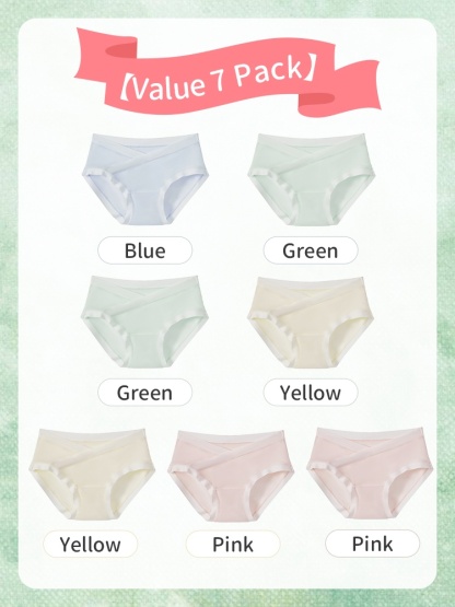 5-7 Pieces Maternity Panties With Soft Fabric, Comfortable Wider Elastic Waistbands & 7A Antibacterial Care For Mom VEIMIA​