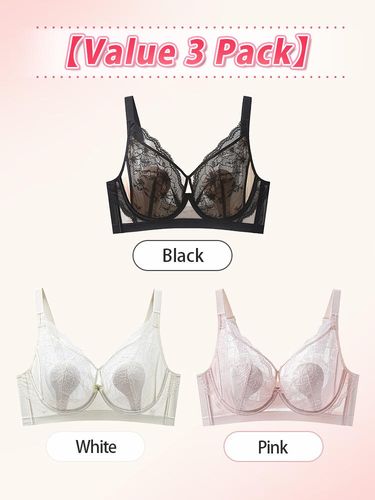 Floral Lace Bra Delicate & Elegance, Airy Slimming Structure & Gentle Skin-friendly Feel VEIMIA