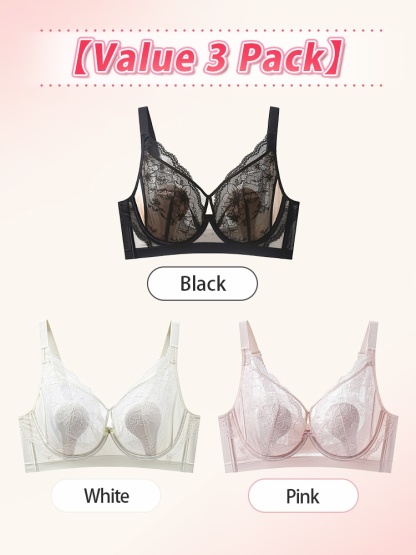 Floral Lace Bra Delicate & Elegance, Airy Slimming Structure & Gentle Skin-friendly Feel VEIMIA