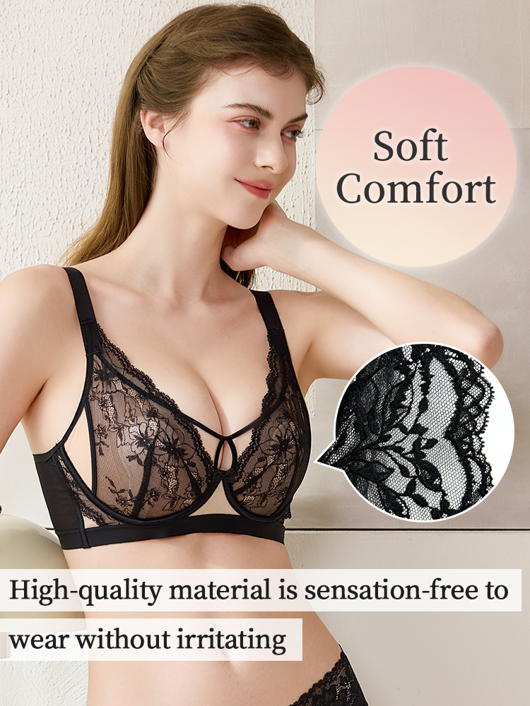 Floral Lace Bra Delicate & Elegance, Airy Contouring Hold & Gentle Skin-friendly Feel VEIMIA
