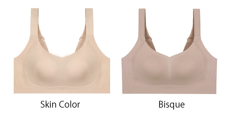 Full Coverage Seamless Wireless Plus Size Minimizing Bra W-shaped Support Skin Color and Bisque VEIMIA