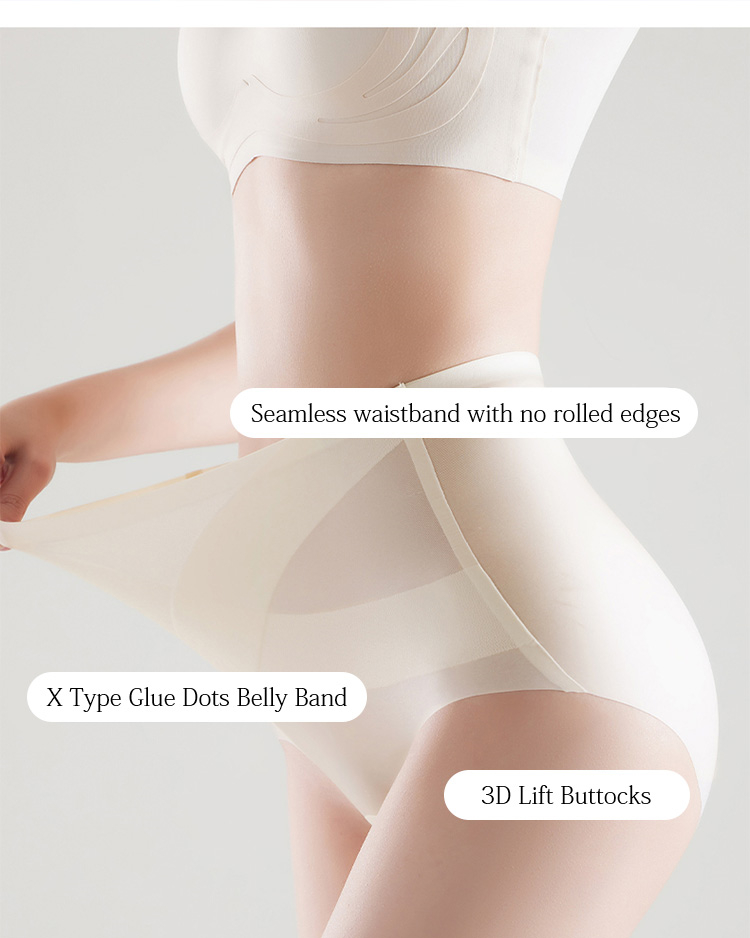 Womens Ice Silk High Waisted Underwear Sexy Brief Panties Veimia
