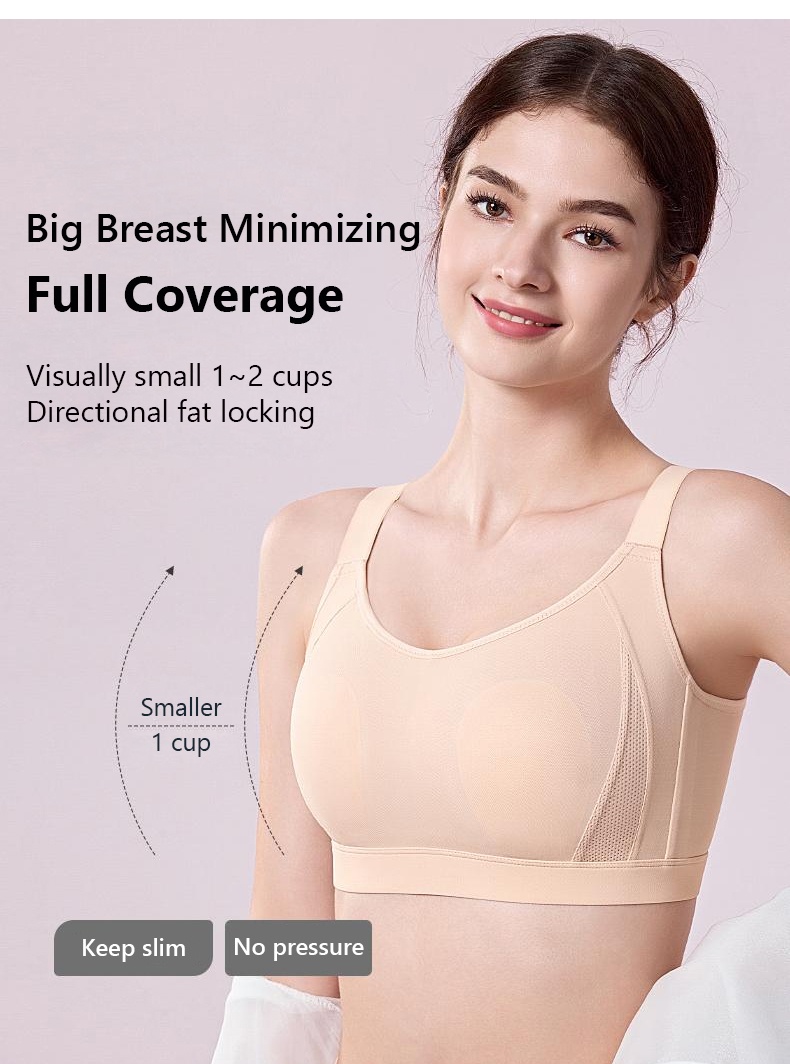 Full Coverage Seamless Minimizer Bra Plus Size Breathable Holes Sweat-wicking Sports Bra VEIMIA