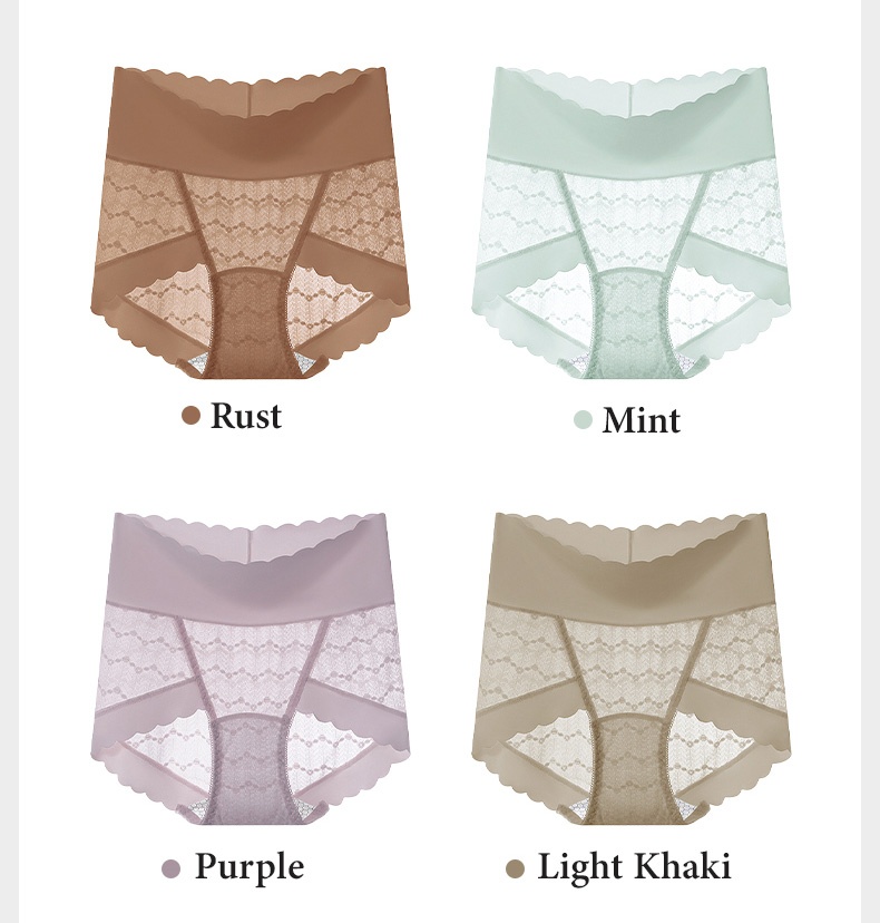 Seamless Sexy Lace Panties Comfortable Wrapping Mulberry Silk Crotch Plus Size Breathable Underwear Colors VEIMIA