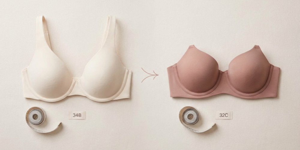VEIMIA cup bra comparison visual for B cup C cup and D cup