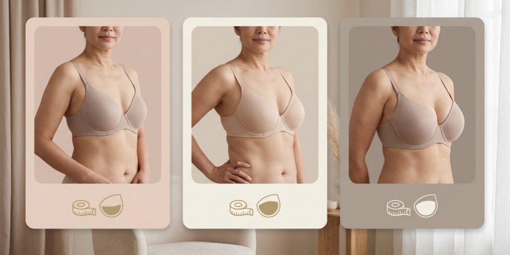 VEIMIA cup bra comparison visual for B cup C cup and D cup