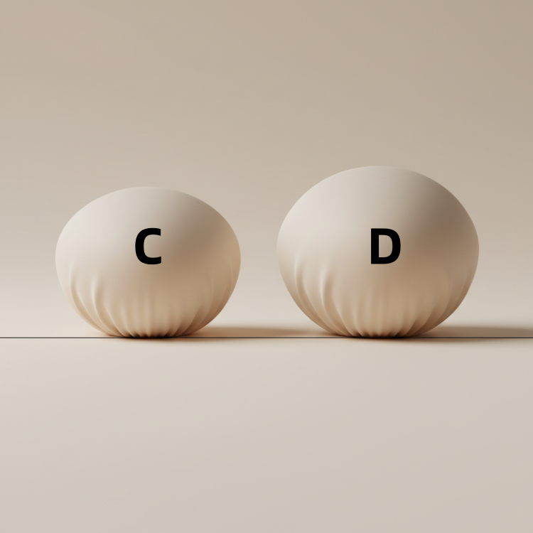 difference between C cup and D cup bra size chart comparison