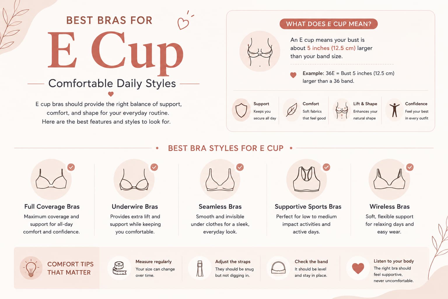  Best Bras for E Cup: Comfortable Daily Styles