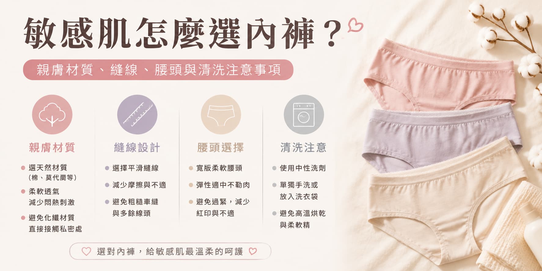 敏感肌怎麼選內褲？親膚材質、縫線、腰頭與清洗注意事項