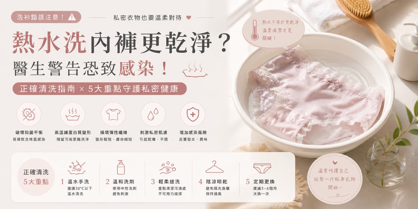 洗衫錯誤｜熱水洗內褲更乾淨？醫生警告恐致感染＋正確清洗指南
