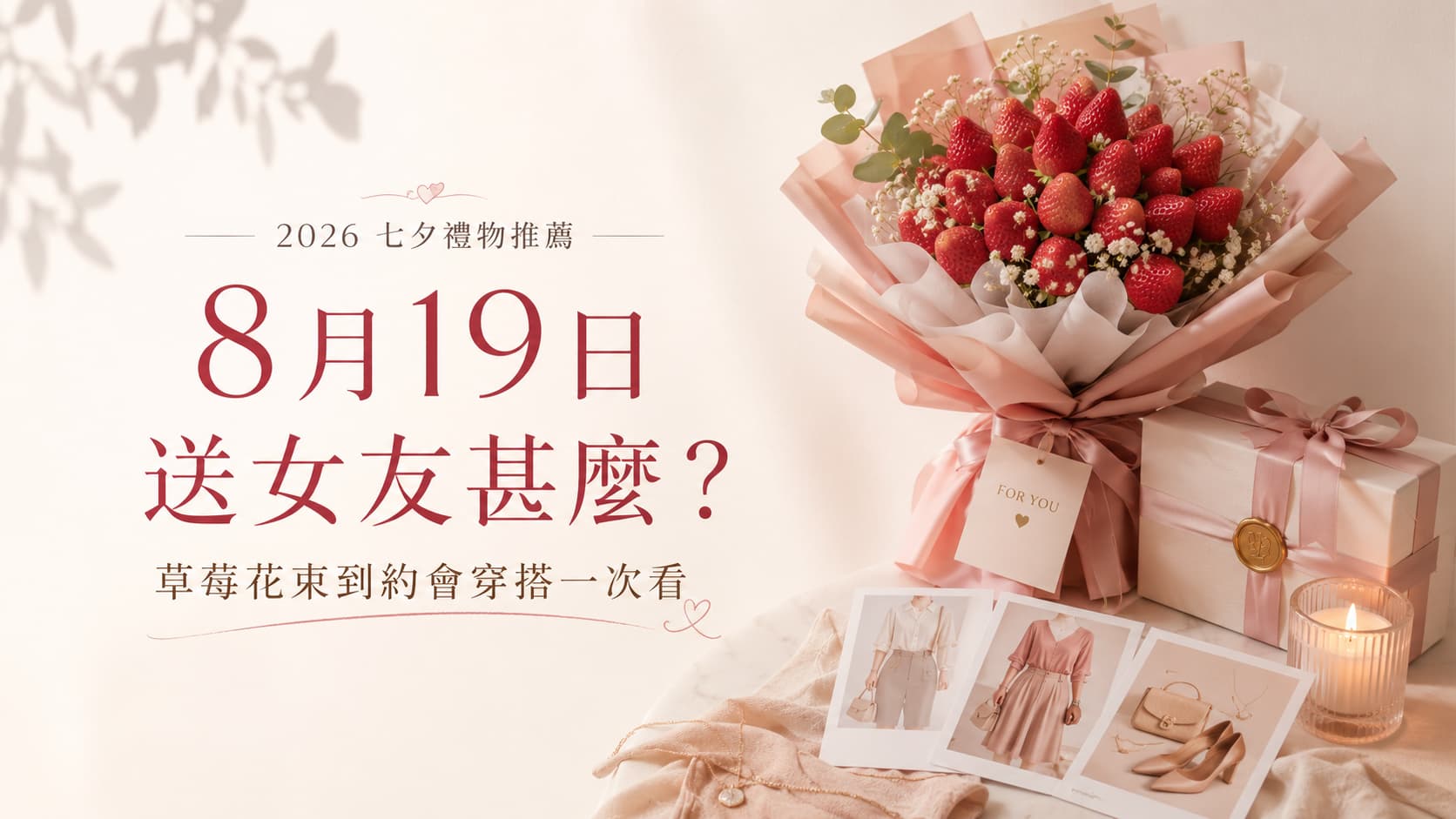 2026七夕禮物推薦｜8月19日送女友甚麼？草莓花束到約會穿搭一次看
