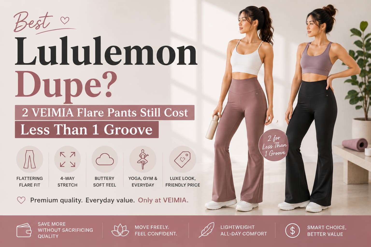 Best Lululemon Dupe? 2 VEIMIA Flare Pants Still Cost Less Than 1 Groove