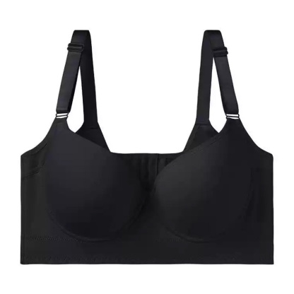 Glossy Seamless Deep V Large Size Push Up Black Bra Cover Armpit Fat For Heavy Breast VEIMIA