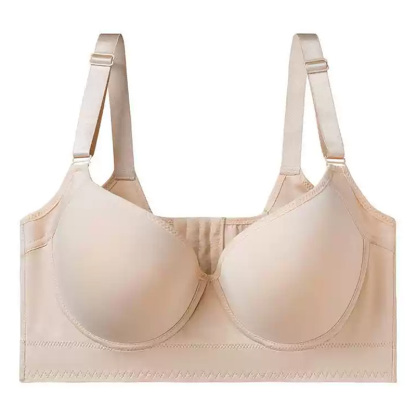 Beige Seamless Deep V Large Size Push Up Bra Cover Armpit Fat For Heavy Breast VEIMIA