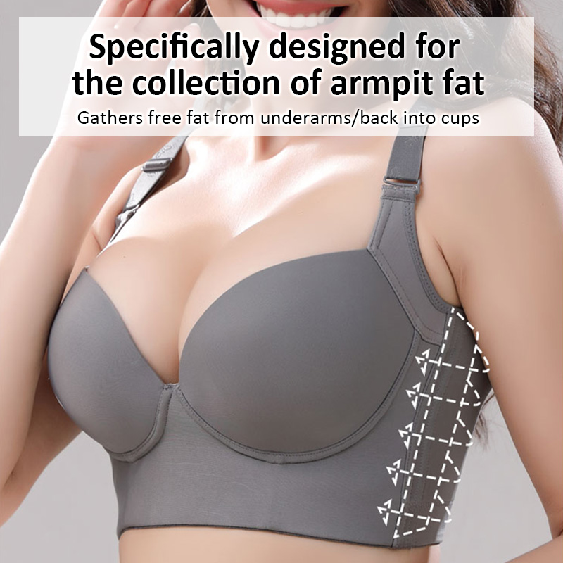Glossy Non-marking Deep V Large Size Push Up Bras Cover Armpit Fat VEIMIA
