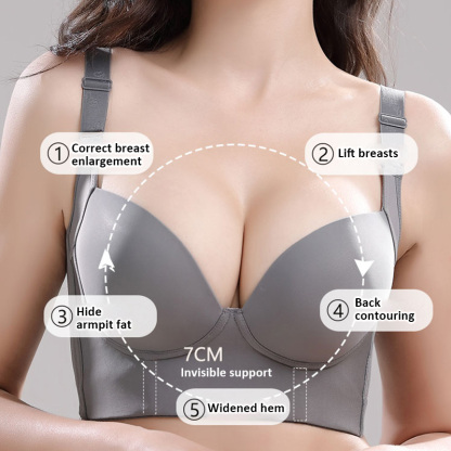 Glossy Seamless Deep V Large Size Push Up Bra Cover Armpit Fat VEIMIA